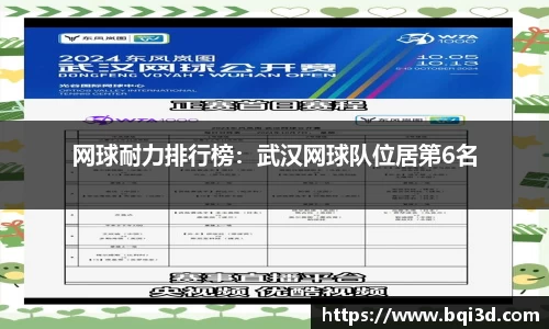 网球耐力排行榜：武汉网球队位居第6名